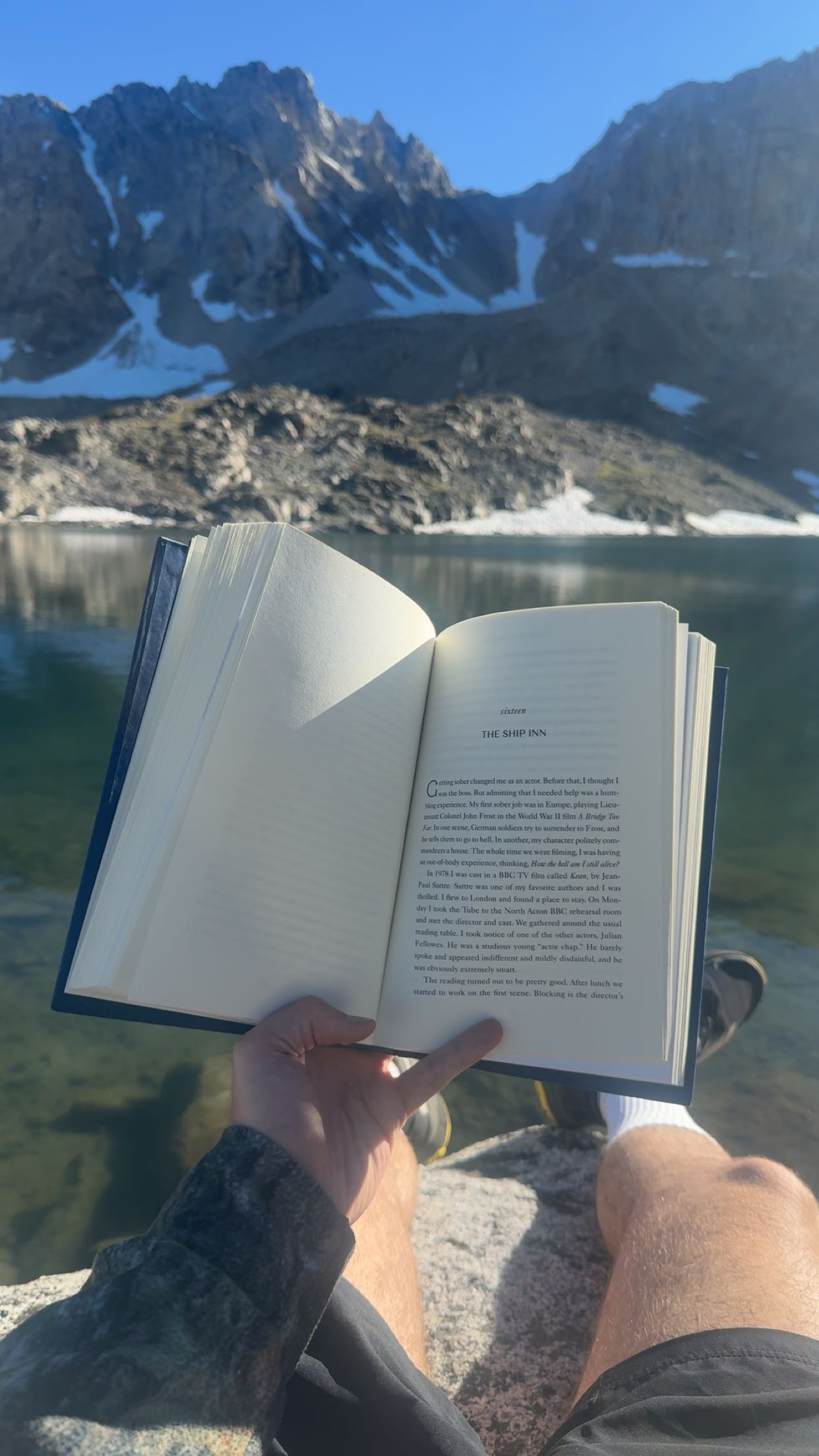 Reading my book at Goat Lake